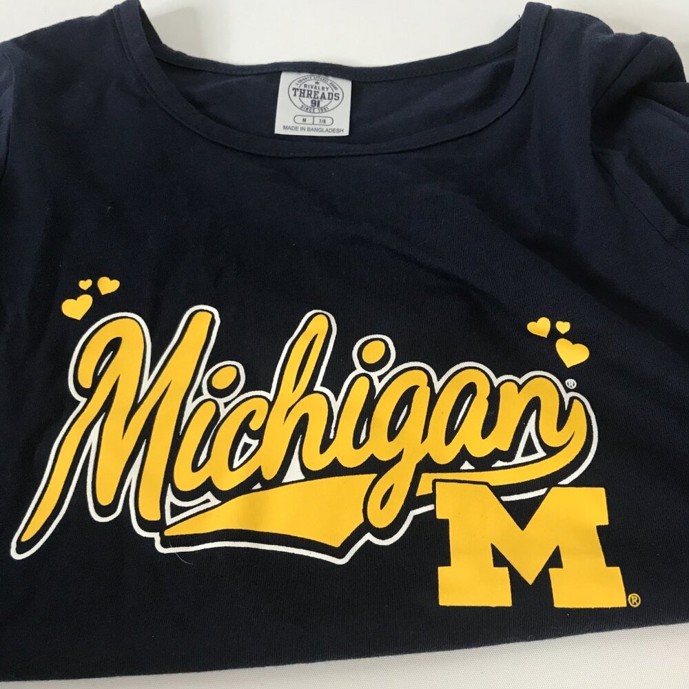 Little Girls Rivalry Threads Michigan Wolverines T-Shirt M 7/8 Navy - Picture 6 of 7